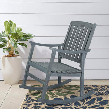 Penny Classic Slat-Back 300-Lbs Support Acacia Wood Patio Outdoor Rocking Chair - JONATHAN Y